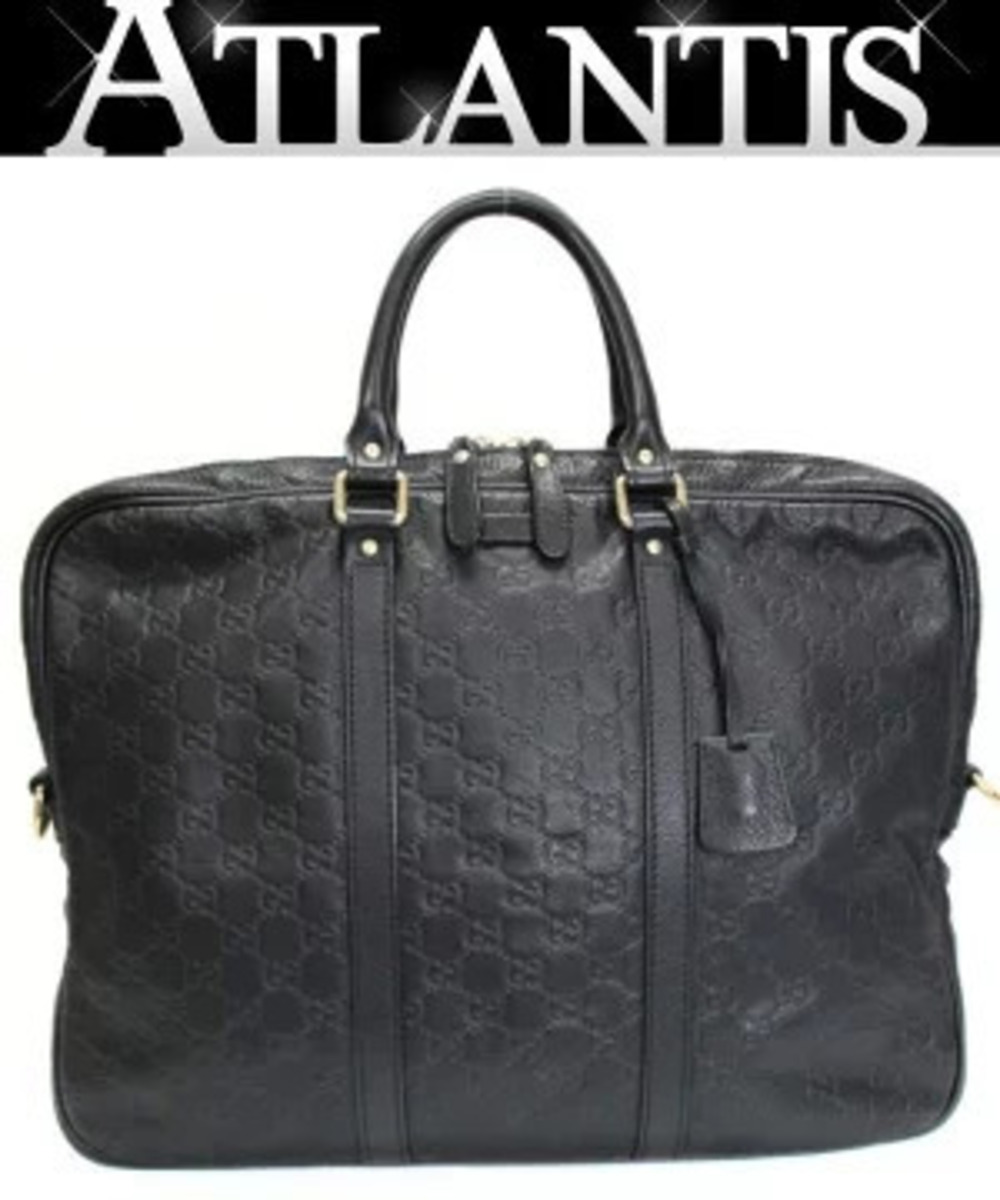 Gucci Guccissima Handbag Business Bag Leather Black